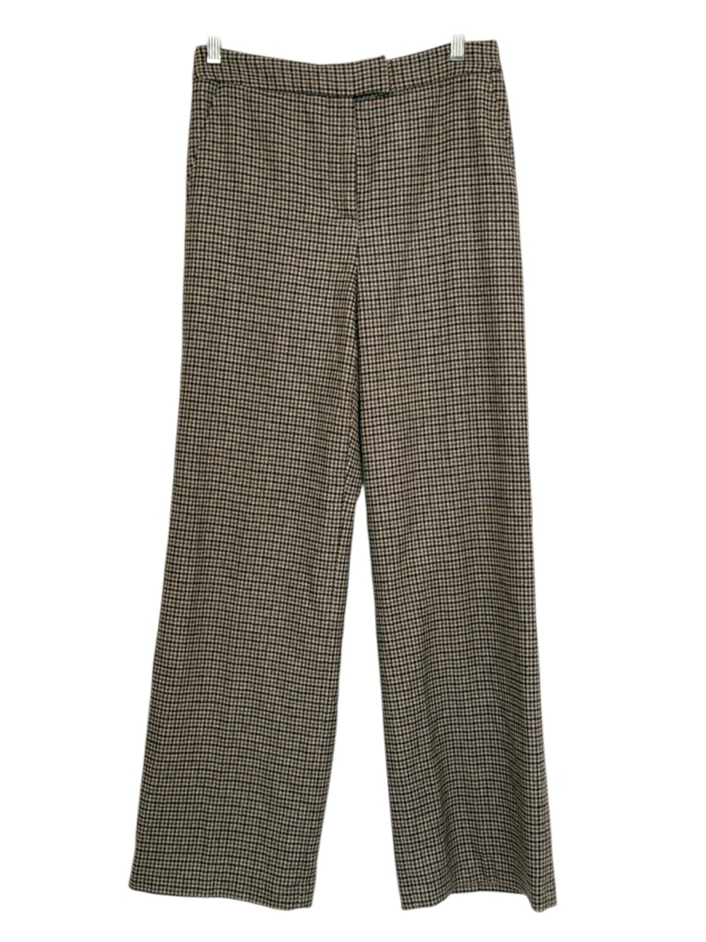 J McLaughlin Wool Houndstooth Pants Womens Size 2 Brown Blue Tan Italian Fabric